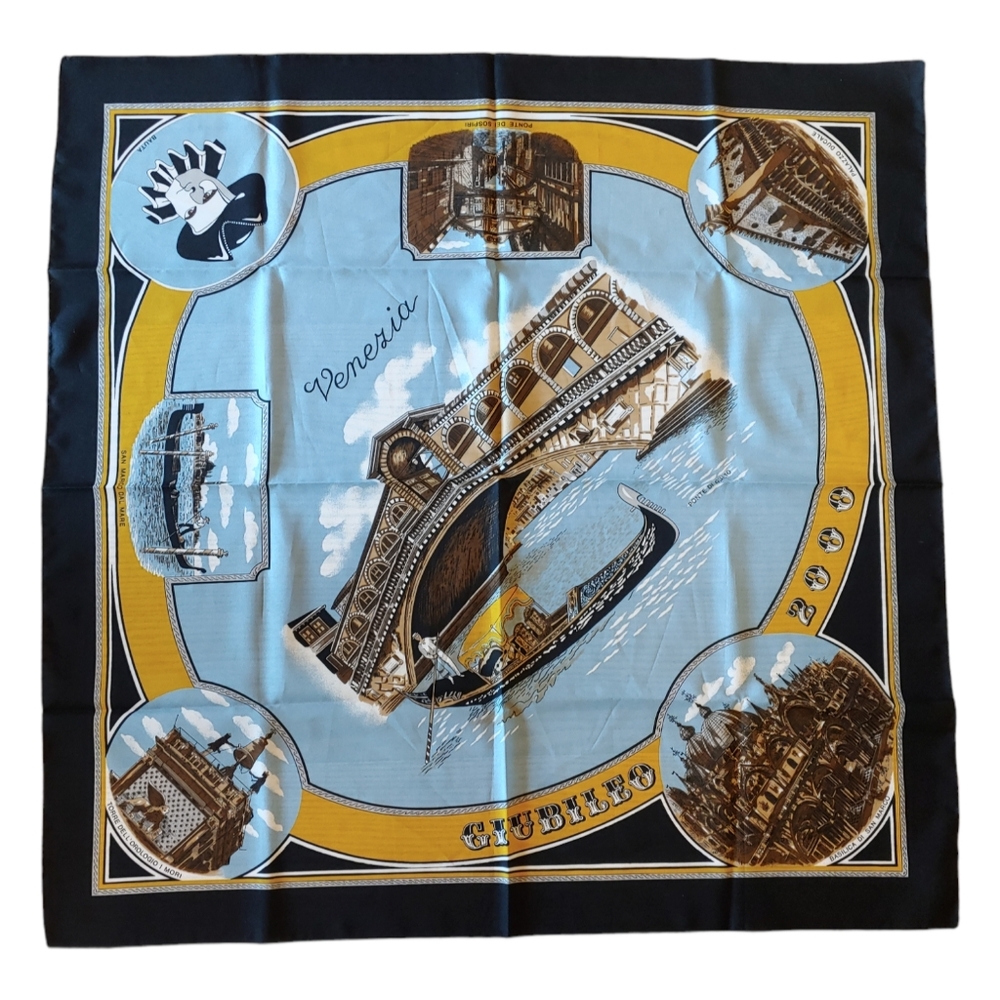 Vintage Souvenir Venzia Italy Scarf - Giubileo 2000, Travel Memento